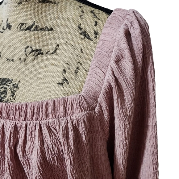 3/$25 IZ Byer Off-the-Shoulder Rose Square Neck Long Sleeve Blouse - 3X - Picture 4 of 8